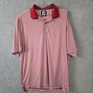 FootJoy ProDry Lisle Golf Polo Mens M Red White Striped Stretch Fairway Shirt